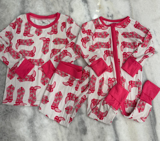 Pink Cowgirl Boots Bamboo Set