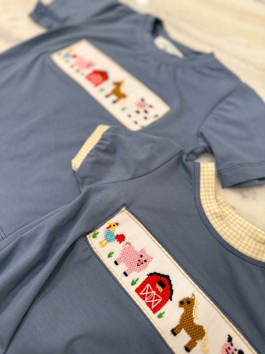 Smocked Old McDonald Had A Farm Short Set