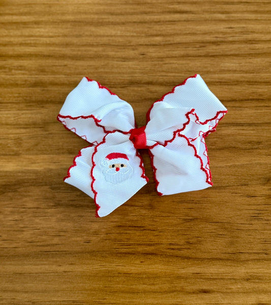 Santa Embroidered Bow