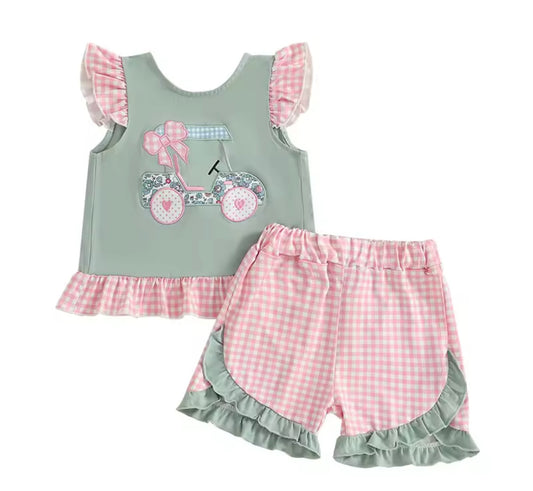 Appliqué Golf Cart Short Set