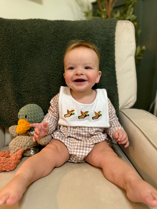 Gingham Embroidered Ducks Bubble