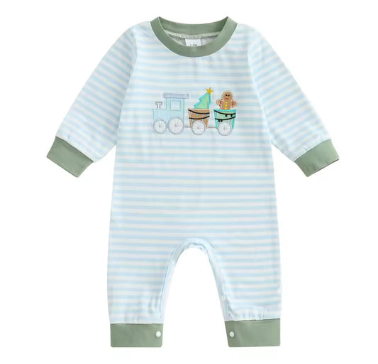 Appliqué Christmas Train Romper