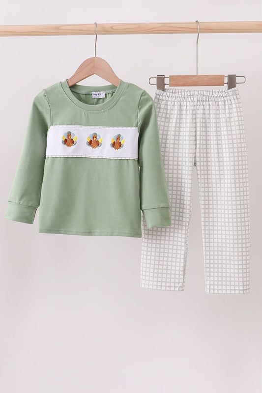 Boys Turkey Embroidery Pants Set