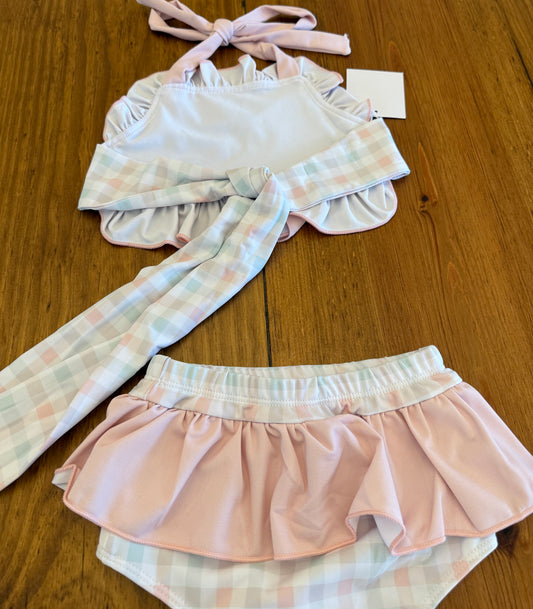 PO9 Pastel Gingham Girl's 2 Piece Swimsuit
