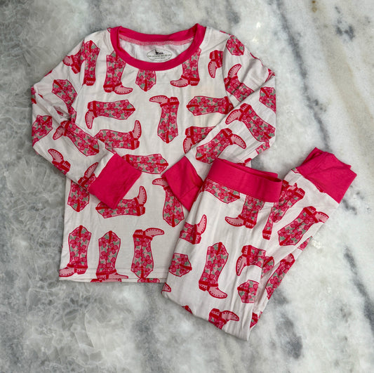 Pink Cowgirl Boots Bamboo Set