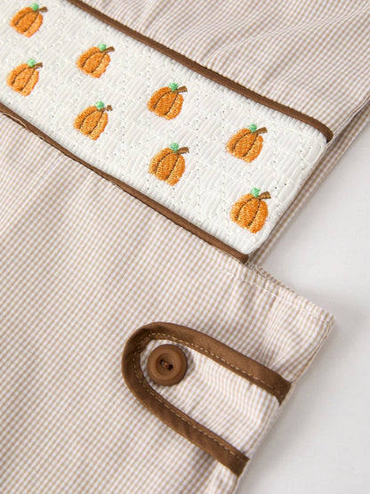 Halloween & Thanksgiving Pumpkin Smock Embroidered Romper