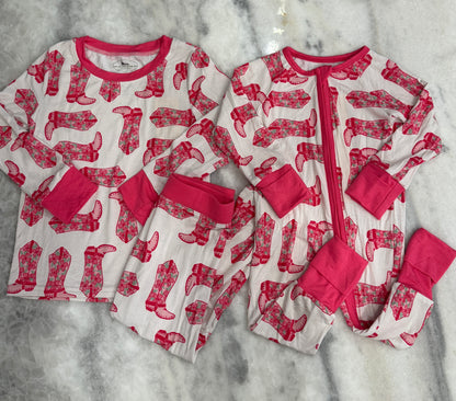 Pink Cowgirl Boots Bamboo Set