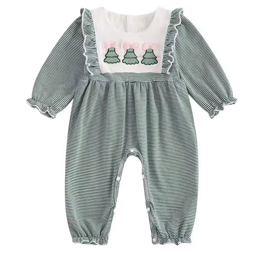 Embroidered Christmas Tree Romper