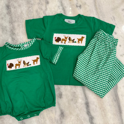 Handsmocked Hunting Set