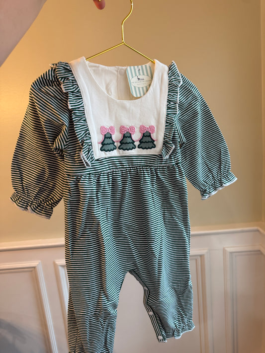 Embroidered Christmas Tree Romper