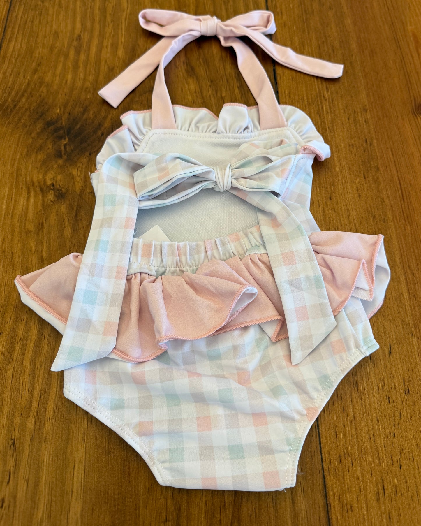 PO9 Pastel Gingham Girl's 1 Piece Swimsuit