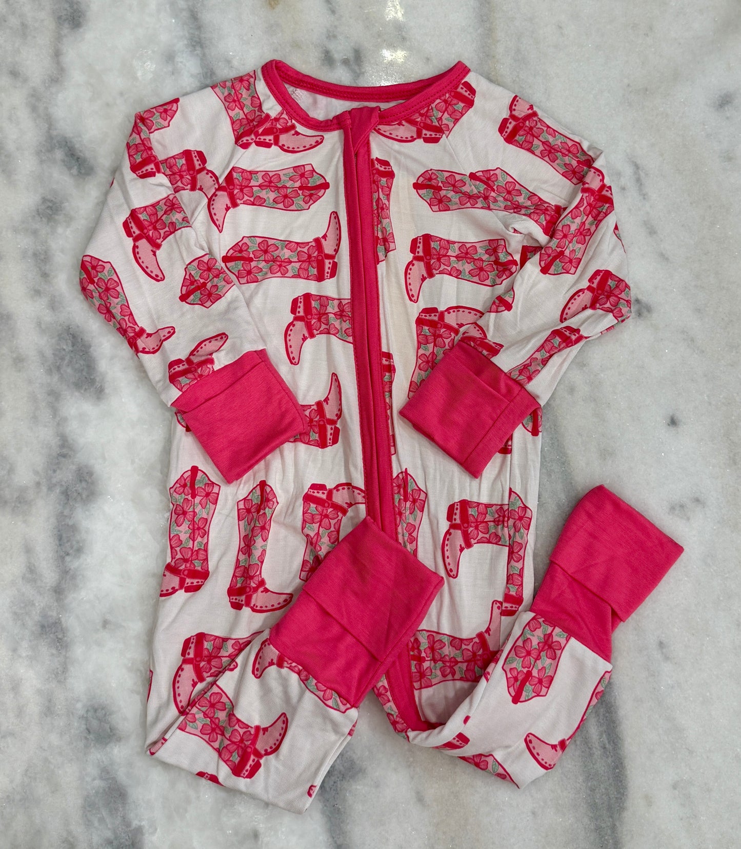 Pink Cowgirl Boots Bamboo Zippy