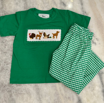 Handsmocked Hunting Set