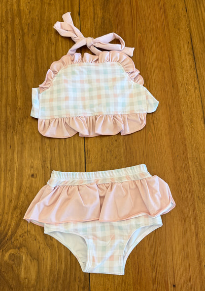 PO9 Pastel Gingham Girl's 2 Piece Swimsuit