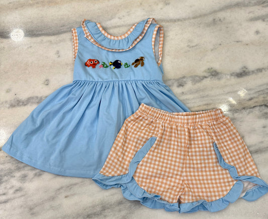 Girls French Knot Finding Nemo Short Set