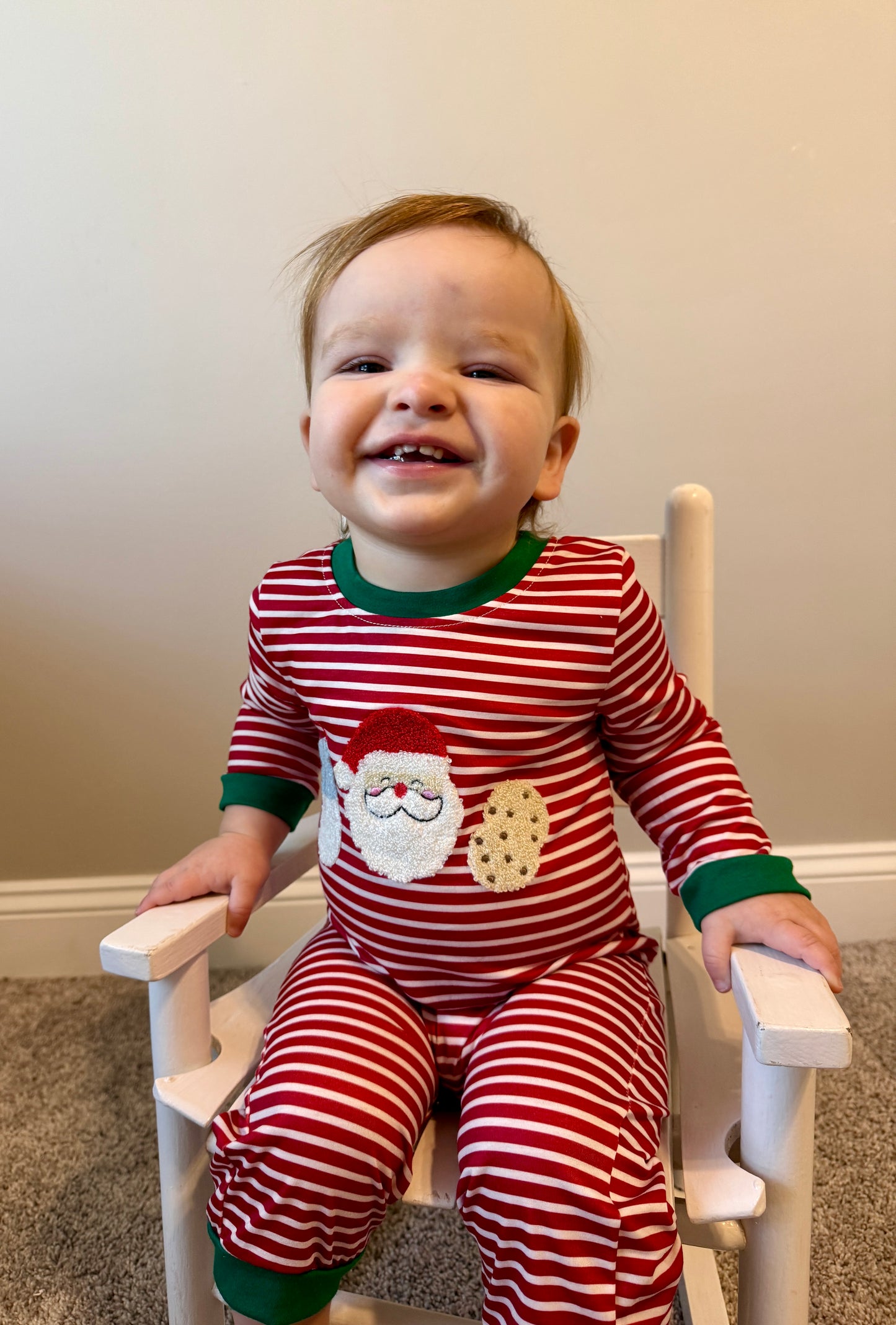 Red Stripe Santa French Knot