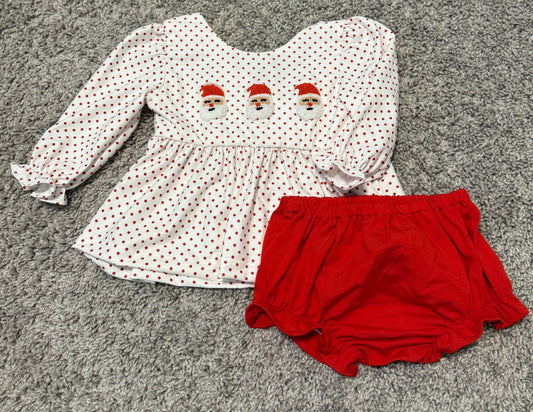 French Knot Santa Girls Diaper Set