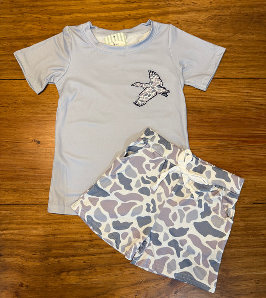 Duck Camouflage Printed Shorts Set