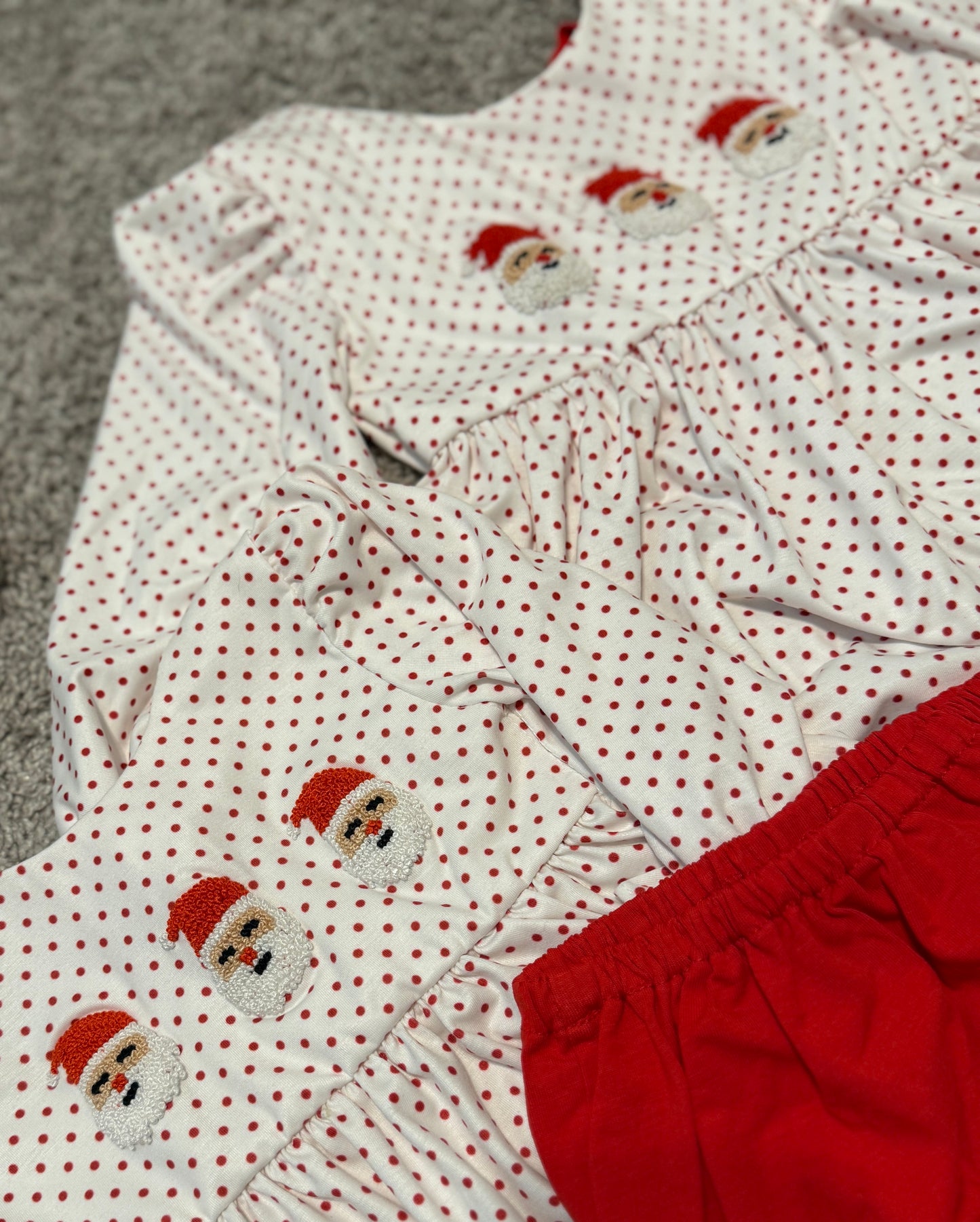 French Knot Santa Girls Diaper Set