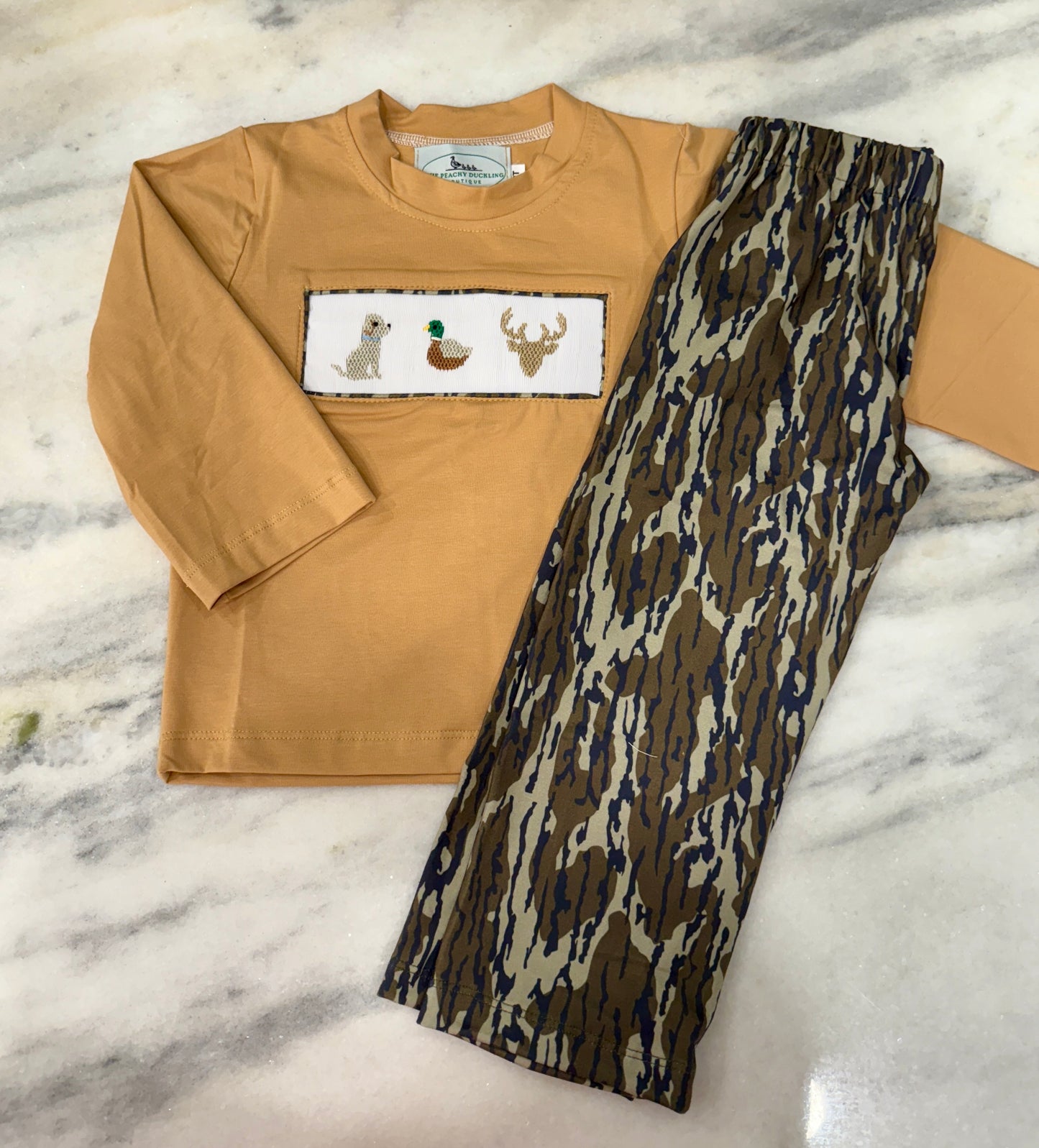 Handsmocked Hunting Camo Pant Set