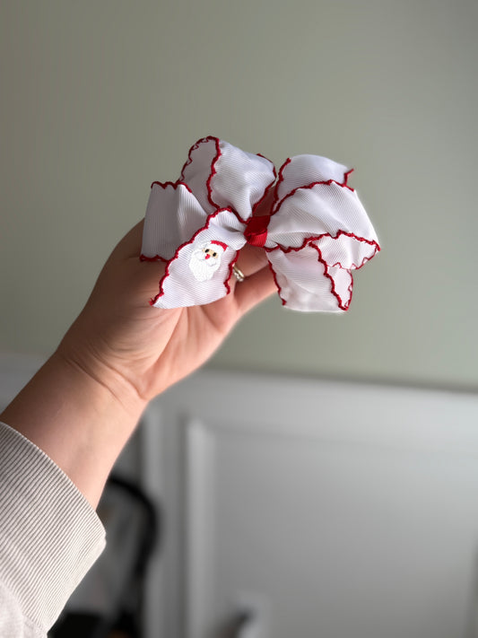 Santa Embroidered Bow