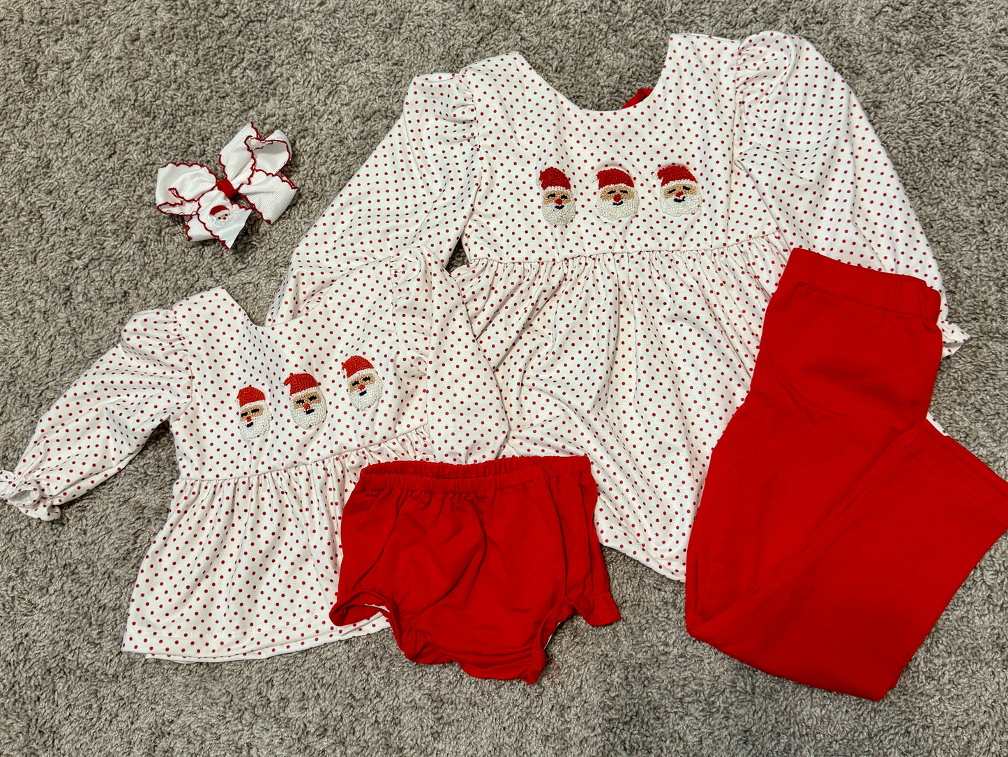 French Knot Santa Girls Diaper Set