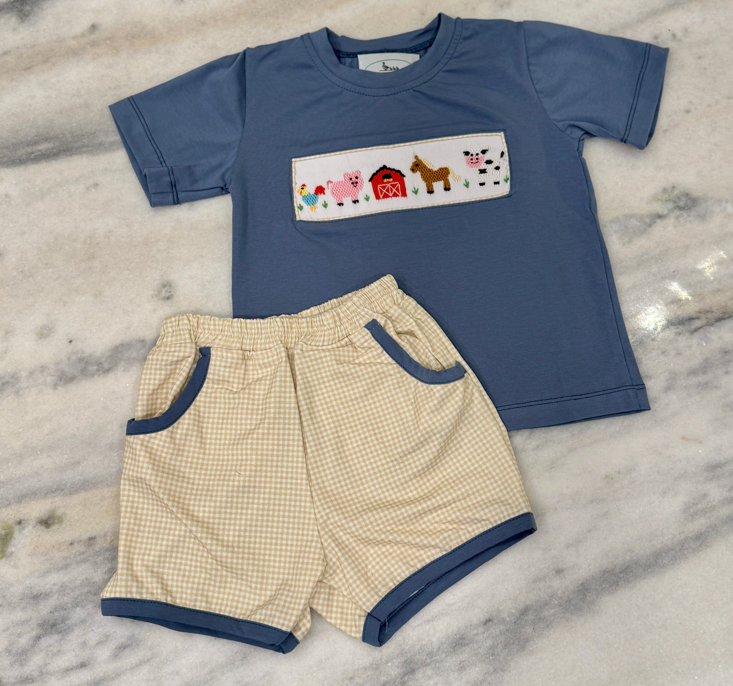 Smocked Old McDonald Had A Farm Short Set