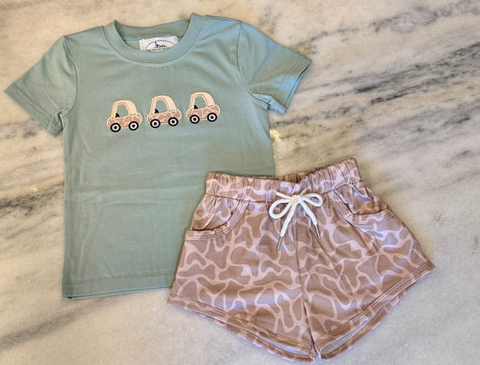 PO10 Appliqué Camo Cozy Coupe Short Set