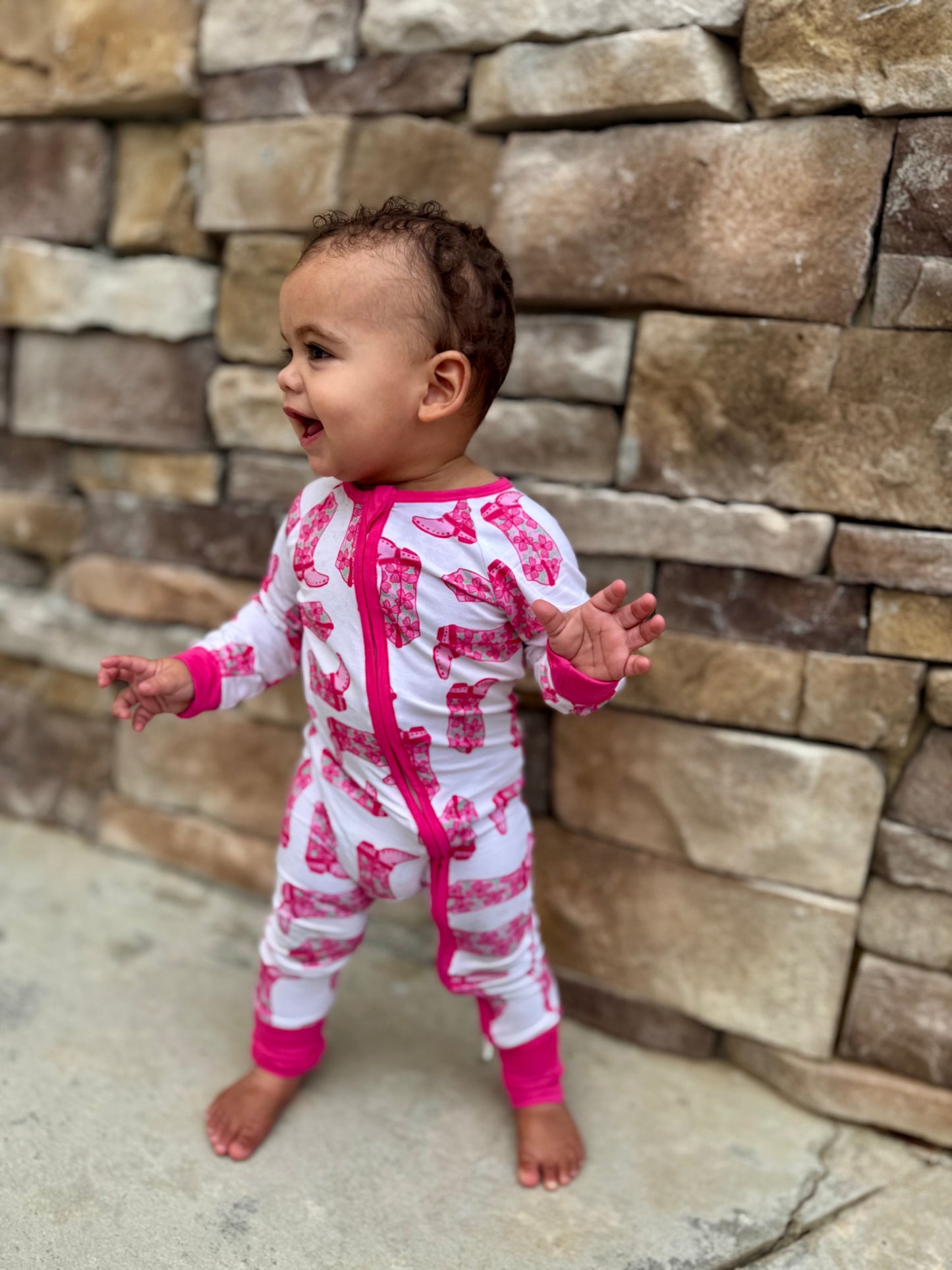 Pink Cowgirl Boots Bamboo Zippy