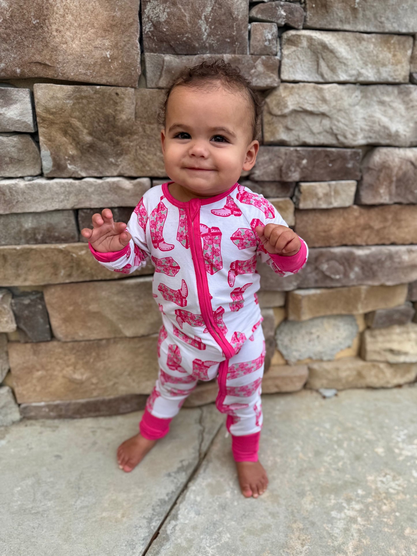 Pink Cowgirl Boots Bamboo Zippy