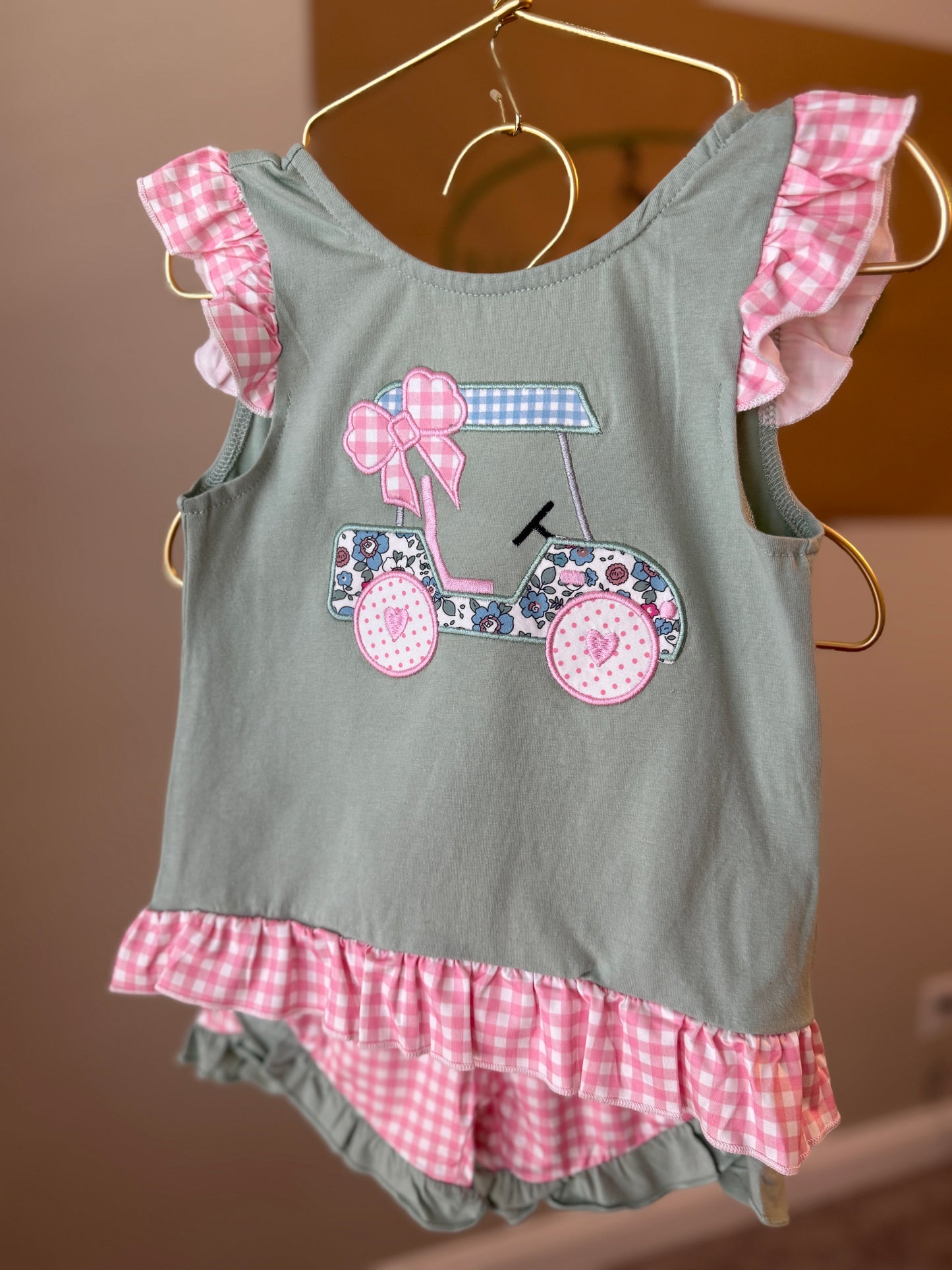 Appliqué Golf Cart Short Set