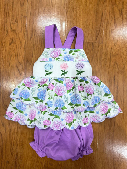Smocked Hydrangeas Bloomer Set