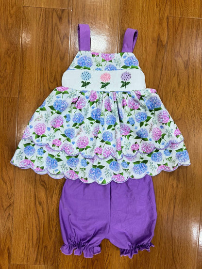 Smocked Hydrangeas Bloomer Set
