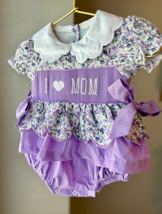 I ❤️ Mom Smocked Bubble