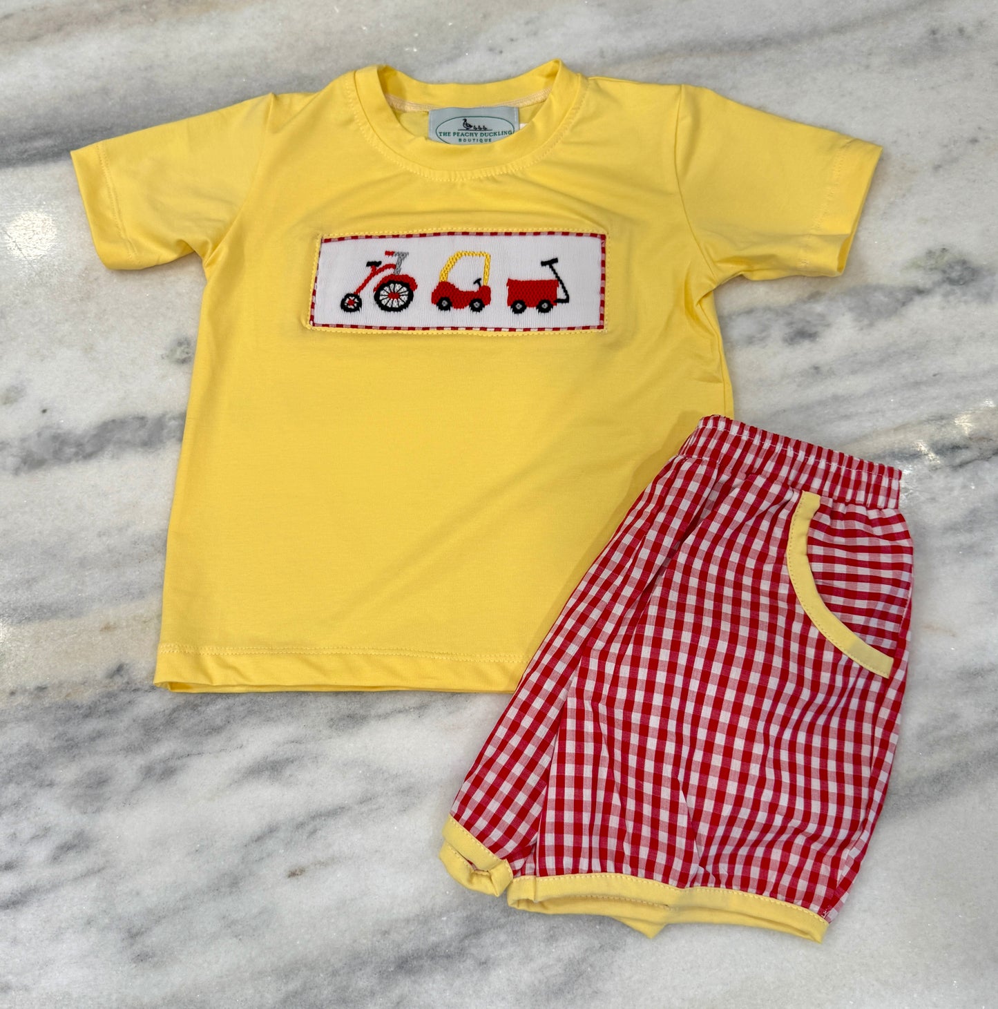 Boys Little Rider Smocked Short Set
