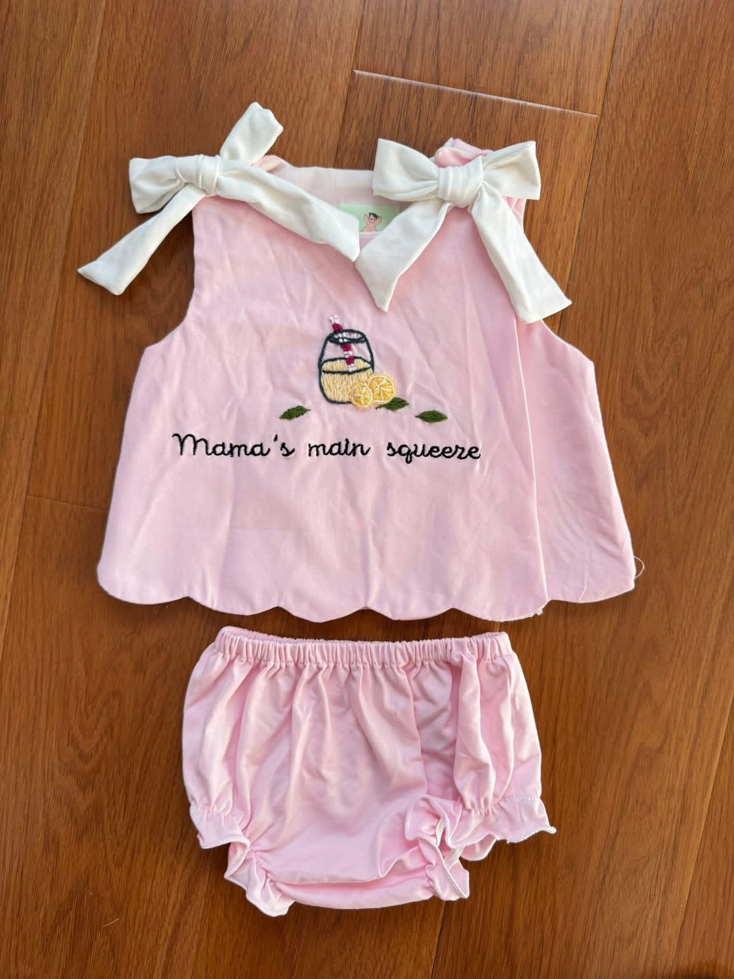 Hand Embroidered Mama's Main Squeeze Diaper Set