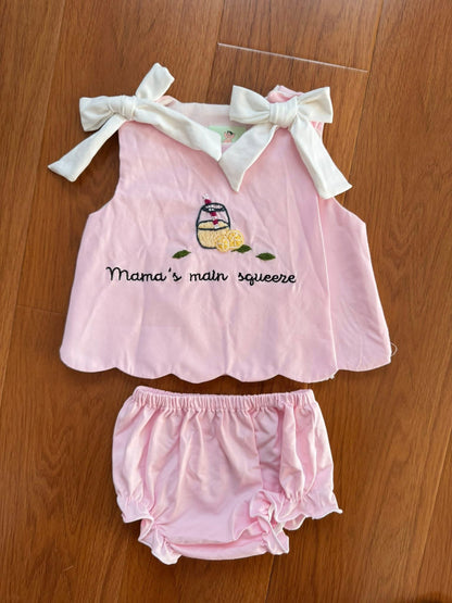 Hand Embroidered Mama's Main Squeeze Diaper Set