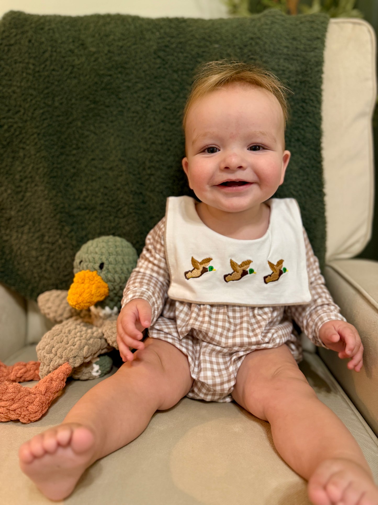 Gingham Embroidered Ducks Bubble