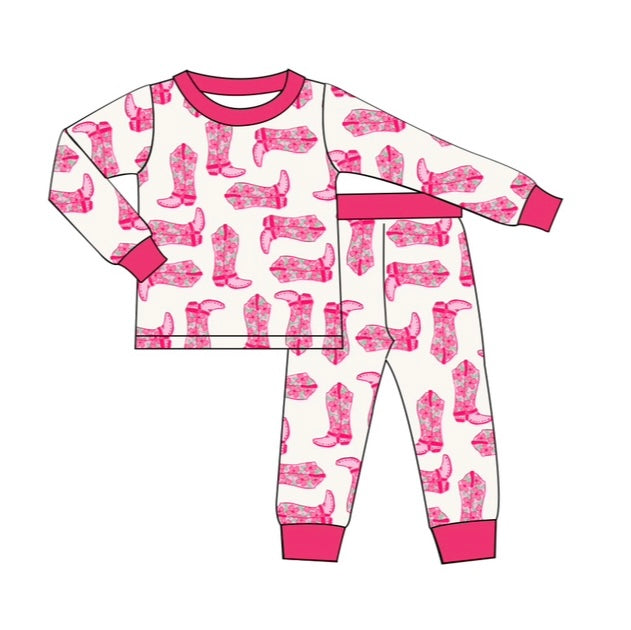 Pink Cowgirl Boots Bamboo Set