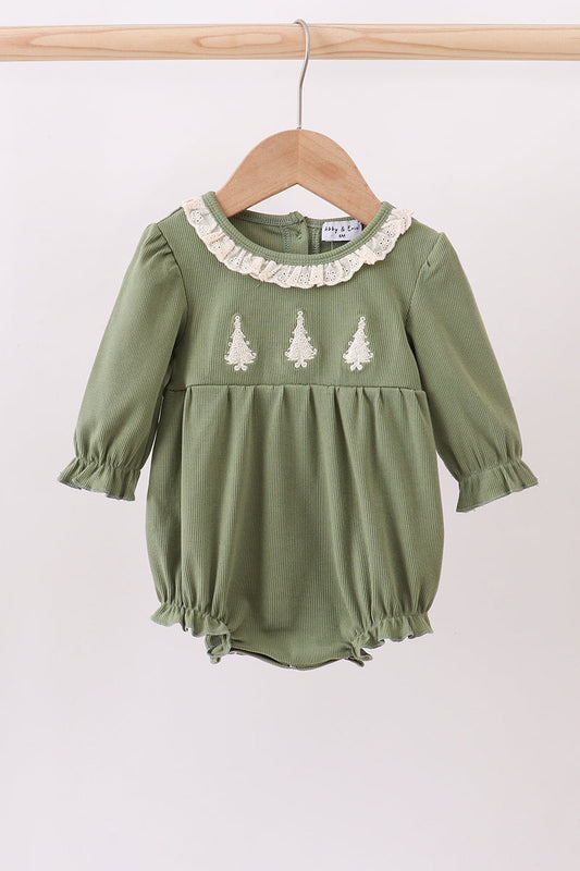 Ribbed Embroidered Christmas Tree Ruffle Bubble