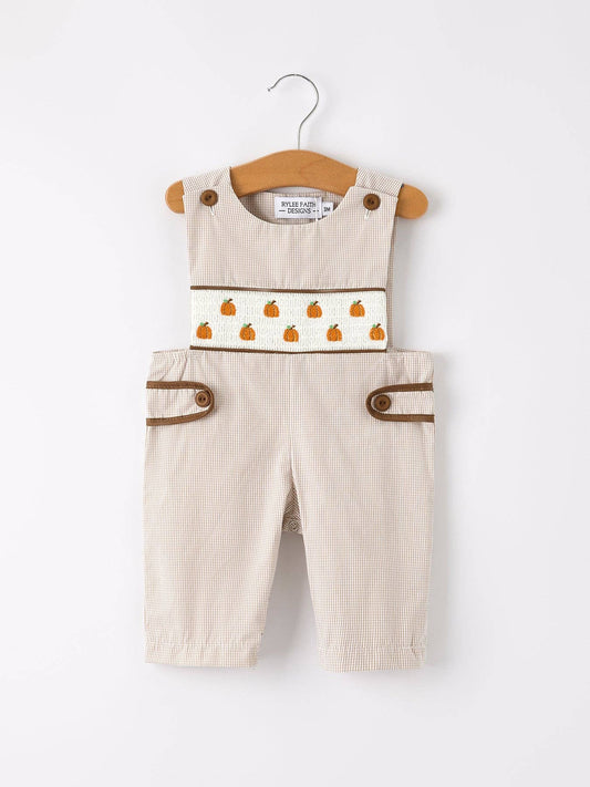 Halloween & Thanksgiving Pumpkin Smock Embroidered Romper
