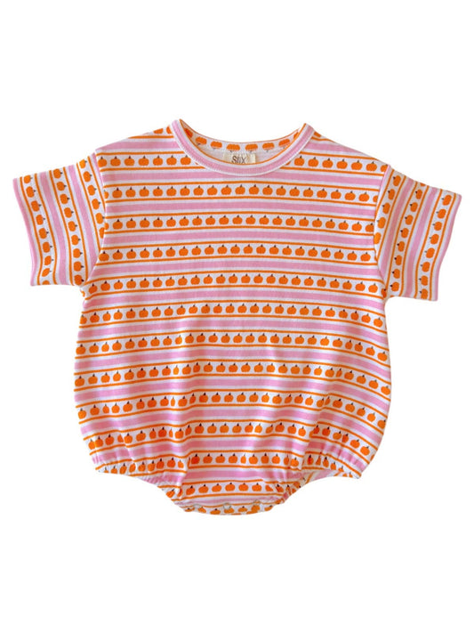 Pink Pumpkin Stripe Organic T-Shirt Bubble